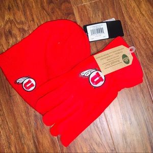 NCAA UTAH Utes Gloves and Toboggan NWT